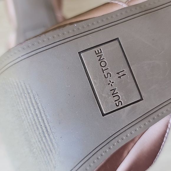 Sun + Stone Reeta Pink Satin block heels ankle strap pumps Size 11 NWOT - Picture 7 of 10